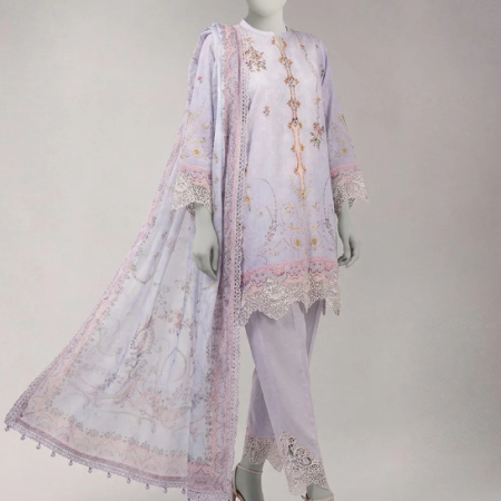 J. multicolor lawn embroidered unstitched 3pc