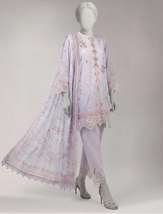 J. multicolor lawn embroidered unstitched 3pc