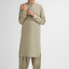 J. light olive semi-formal kameez shalwar