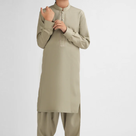 J. light olive semi-formal kameez shalwar