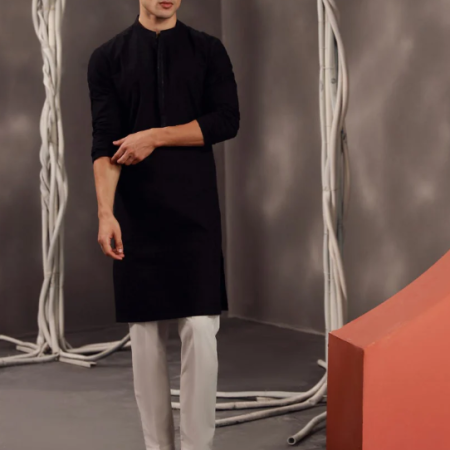 J. black cotton formal kurta