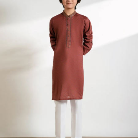 J. RUST BROWN COTTON KURTA
