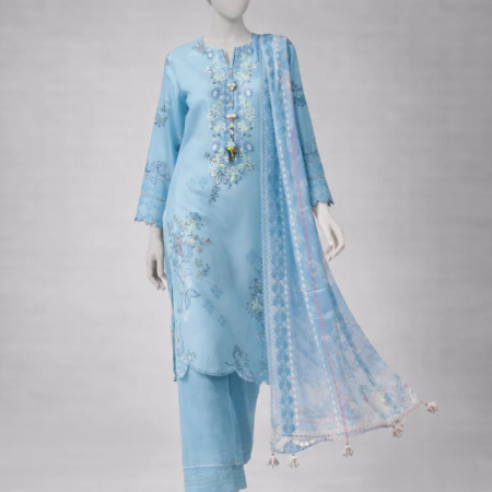 J. multicolor lawn embroidered unstitched 3pc