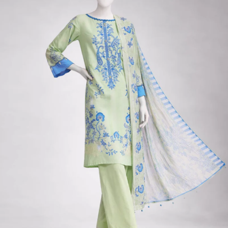 J. multicolor lawn embroidered unstitched 3pc