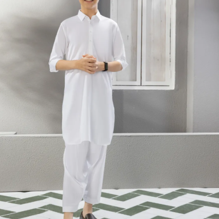 j. WHITE BLENDED KAMEEZ SHALWAR | JCKS-S-40222-R6-AP