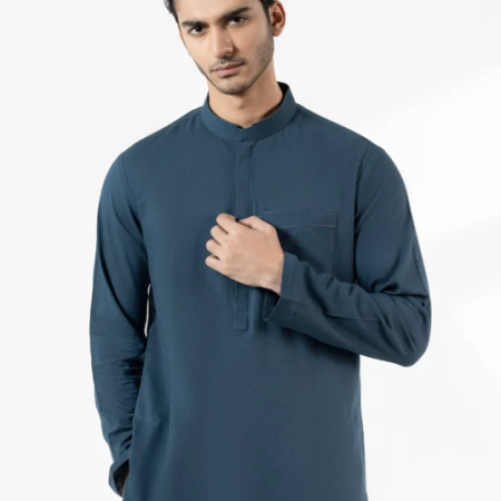 J. DARK GREY COTTON CASUAL SHORT KURTA