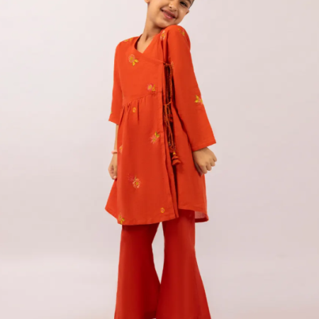 J. ORANGE LAWN EMBROIDERED 2PC STITCHED