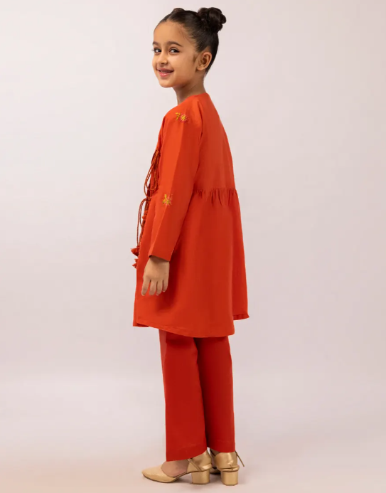 J. ORANGE LAWN EMBROIDERED 2PC STITCHED