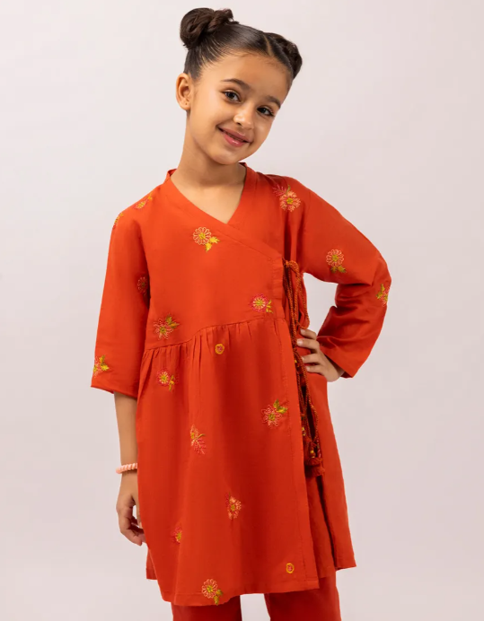 J. ORANGE LAWN EMBROIDERED 2PC STITCHED