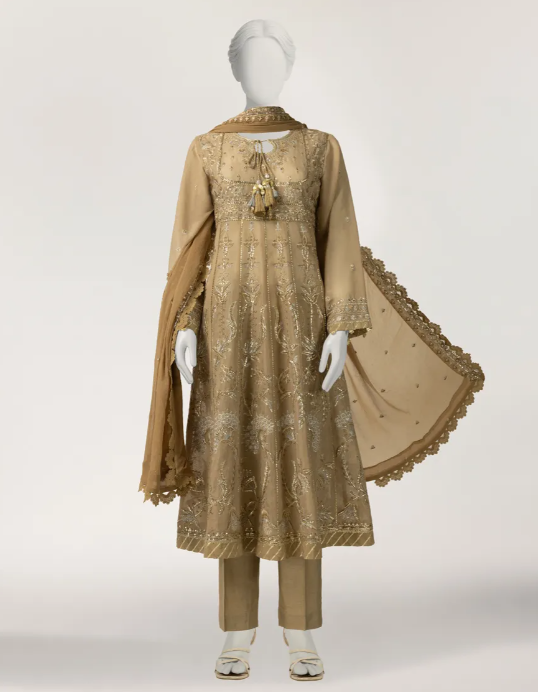 J. BROWN PAPER COTTON EMBROIDERED FORMAL STITCHED 3PC