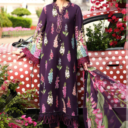 Mariab 3Piece Unstitched Embroidered Lawn Suit