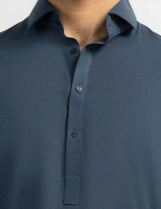J. BLUE COTTON PLAIN KAMEEZ SHALWAR