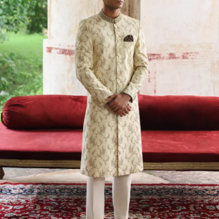 J. CREAM GOLD SHERWANI