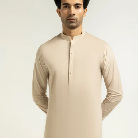 J. LIGHT BROWN COTTON CASUAL KAMEEZ SHALWAR