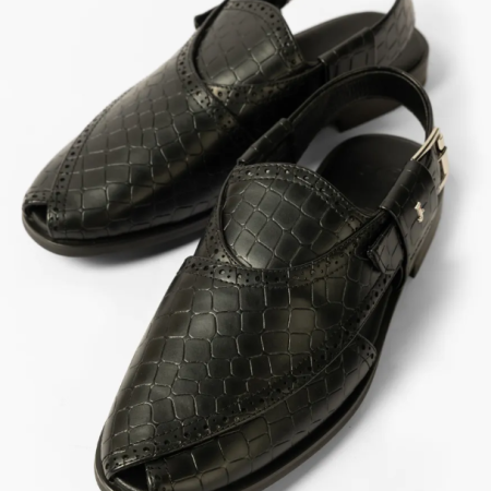 J. BLACK TEXTURED PESHAWARI SANDALS