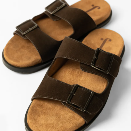 J. COFFEE SUEDE BRIDGE SLIDES