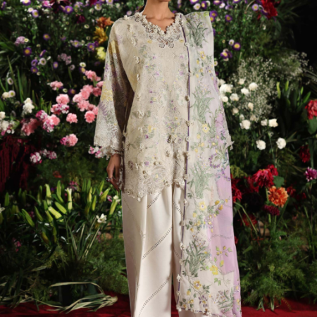 Sana Safinaz Unstitched Luxury Lawn Woven Net Suit
