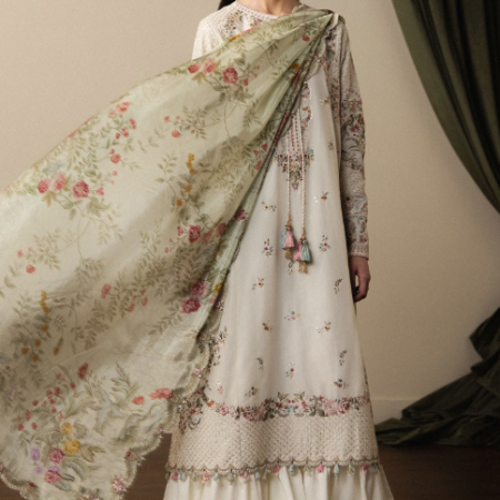 Zara Shahjahan Shiori Embroidered Pima Lawn