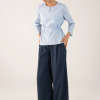 MariaB Belted Poplin Top
