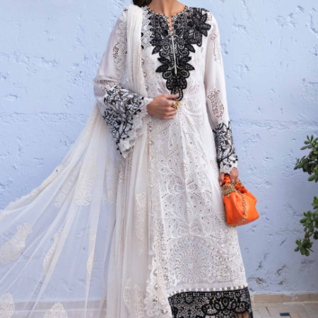 MariaB 3 Piece Unstitched Embroidered Paper Cotton Suit