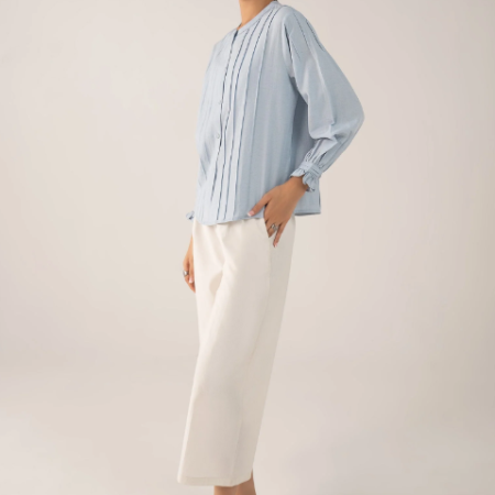 MariaB Pleated Woven Top