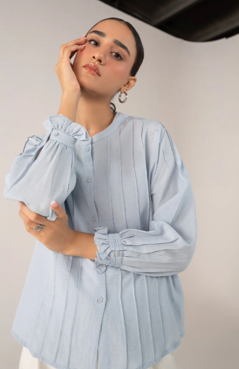 MariaB Pleated Woven Top