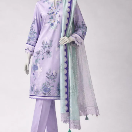 J. multicolor lawn embroidered unstitched 3pc
