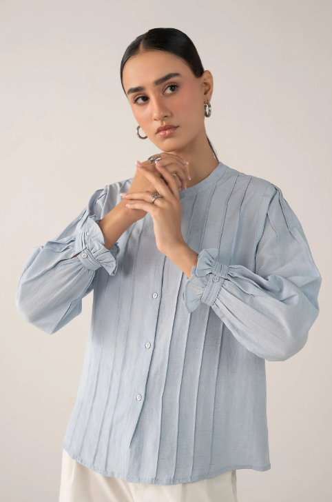 MariaB Pleated Woven Top