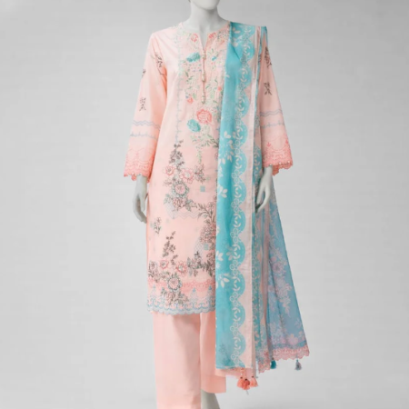 J. multicolor lawn embroidered unstitched 3pc