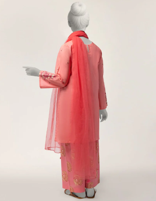 J. pink lawn embroidered 3pc stitched