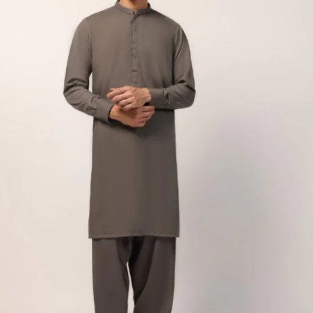 J. grey polyester semi-formal kameez shalwar