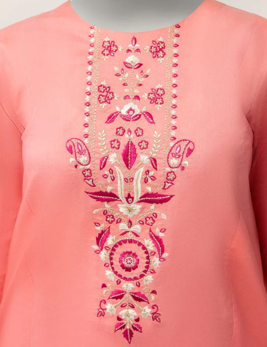 J. pink lawn embroidered 3pc stitched