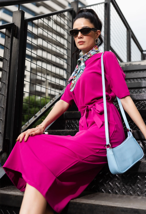 MariaB Belted Midi Dress