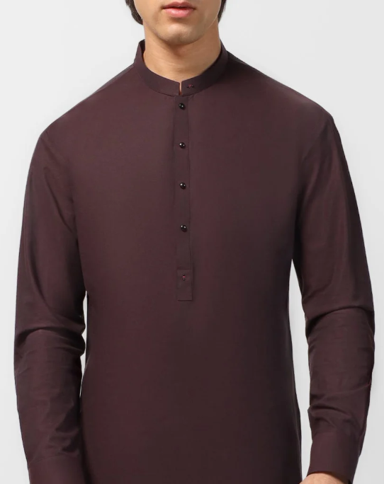 J. maroon cotton casual kameez shalwar