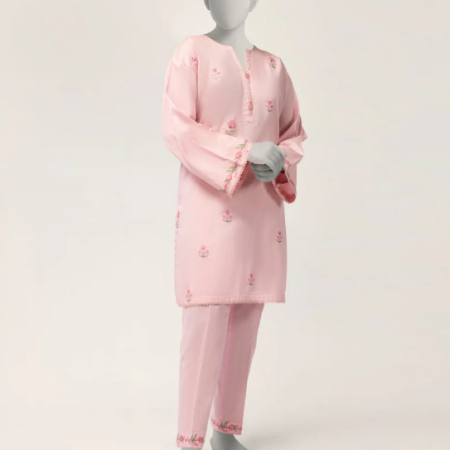 J. pink lawn embroidered 2pc stitched