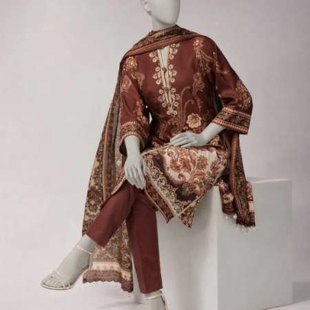 J. multicolor lawn embroidered unstitched 3pc