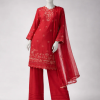 J. red lawn embroidered unstitched 3pc