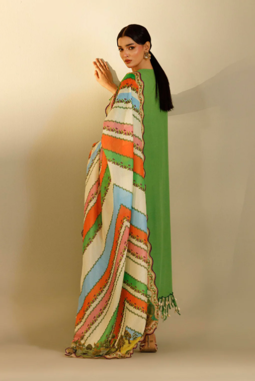 Unstitched Embroidered 3 Piece Muzlin Suit