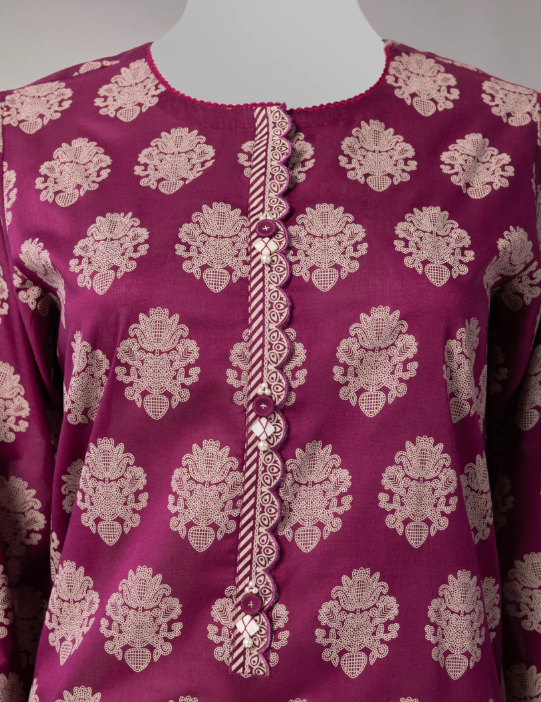 J. purple lawn paste printed unstitched 3pc