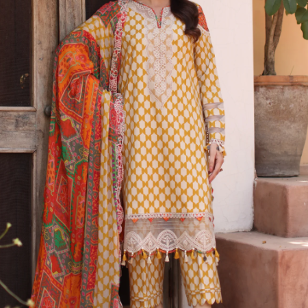 3-PC Unstitched Embroidered Lawn RN6-09