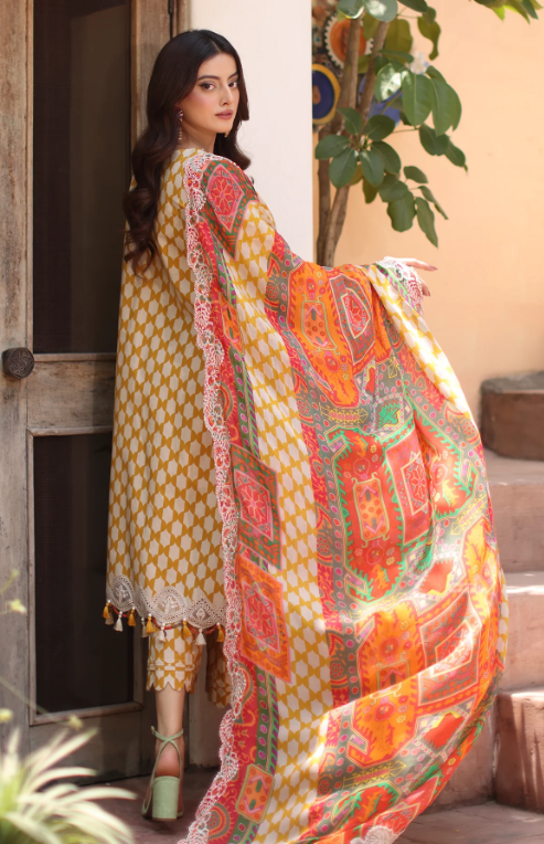 3-PC Unstitched Embroidered Lawn RN6-09