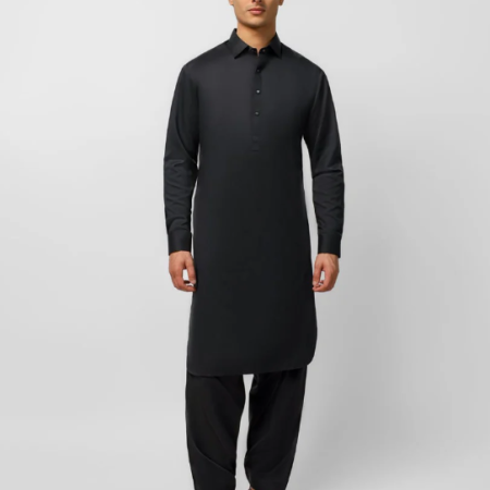 J. dark green casual kameez shalwar