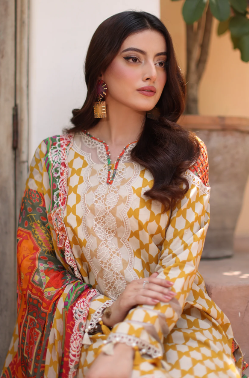 3-PC Unstitched Embroidered Lawn RN6-09