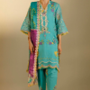 Unstitched Embroidered 3 Piece Muzlin Suit