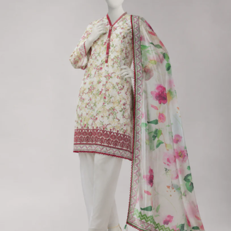 J. multicolor lawn embroidered unstitched 3pc