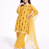 yellow lawn embroidered stitched 3pc