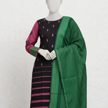 black khaddi embroidered 3pc stitched