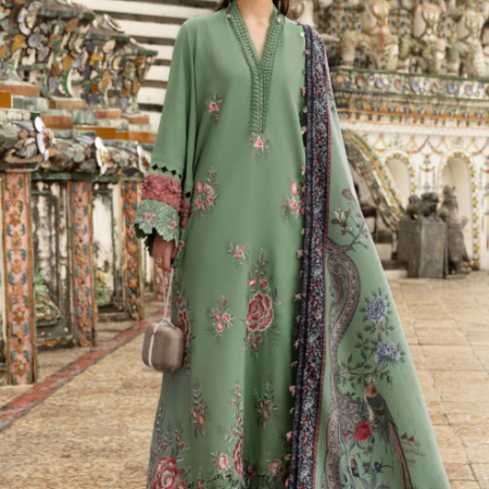 3 Piece Unstitched Embroidered Twill Linen Suit