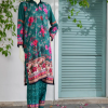 green silk printed 2pc stitched
