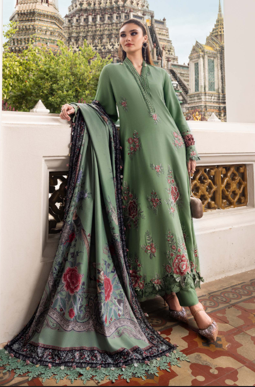 3 Piece Unstitched Embroidered Twill Linen Suit